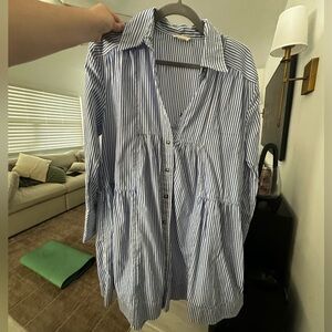 Elan Blue and White Striped dress